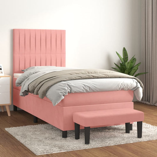 Boxspringbett mit Matratze Rosa 90x190 cm Samt