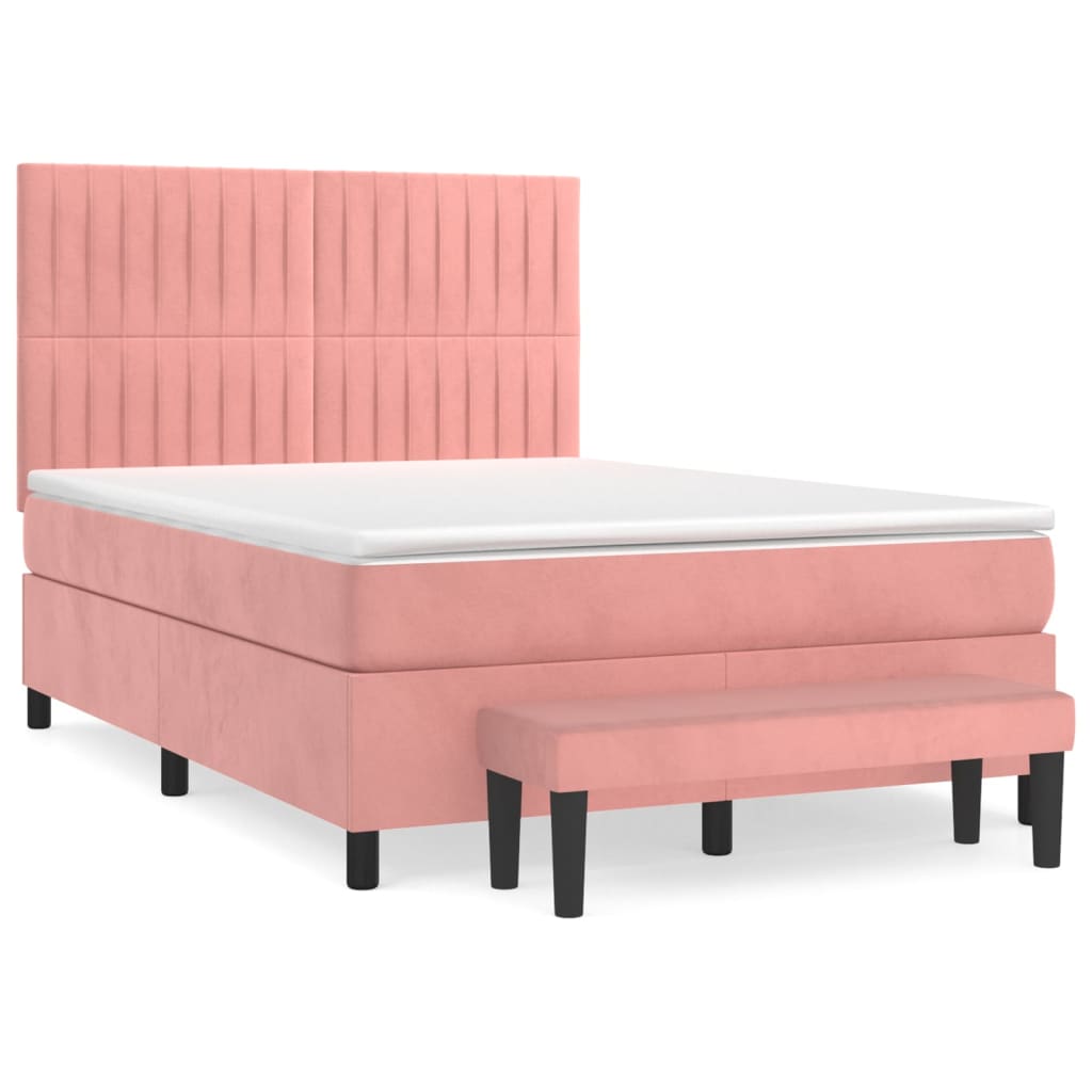 Boxspringbett mit Matratze Rosa 140x200 cm Samt