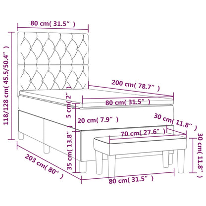 Boxspringbett mit Matratze Schwarz 80x200 cm Samt