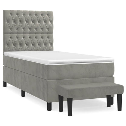 Boxspringbett mit Matratze Hellgrau 90x190 cm Samt