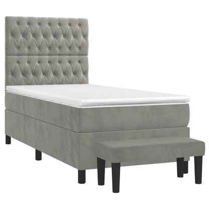 Boxspringbett mit Matratze Hellgrau 90x190 cm Samt