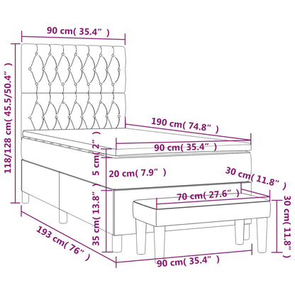 Boxspringbett mit Matratze Hellgrau 90x190 cm Samt