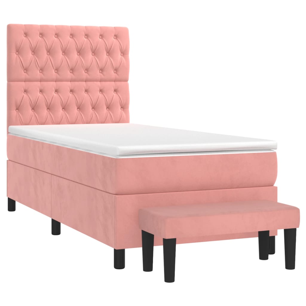 Boxspringbett mit Matratze Rosa 90x200 cm Samt