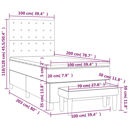 Boxspringbett mit Matratze Dunkelgrau 100x200 cm Samt