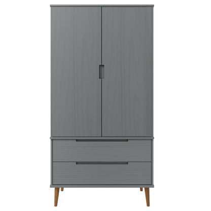 Kleiderschrank MOLDE Grau 90x55x175 cm Massivholz Kiefer