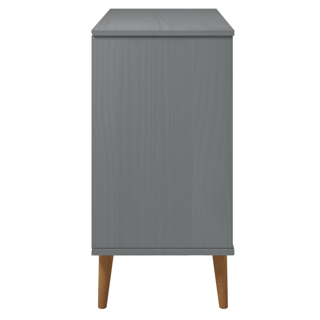 Sideboard MOLDE Grau 90x40x80 cm Massivholz Kiefer