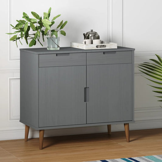 Sideboard MOLDE Grau 90x40x80 cm Massivholz Kiefer