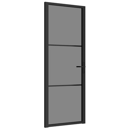 Innentür 76x201,5 cm Schwarz ESG-Glas und Aluminium