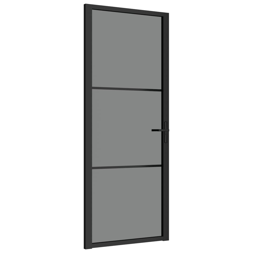 Innentür 83x201,5 cm Schwarz ESG-Glas und Aluminium