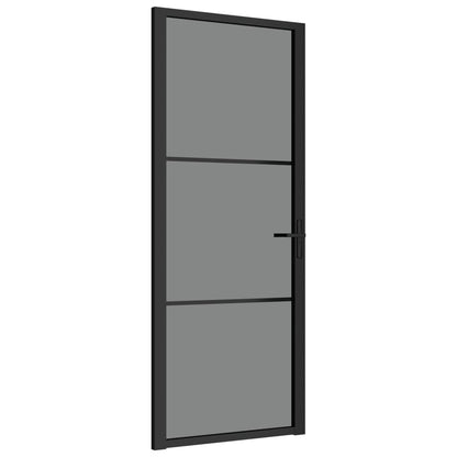 Innentür 83x201,5 cm Schwarz ESG-Glas und Aluminium