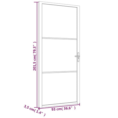 Innentür 93x201,5 cm Schwarz ESG-Glas und Aluminium