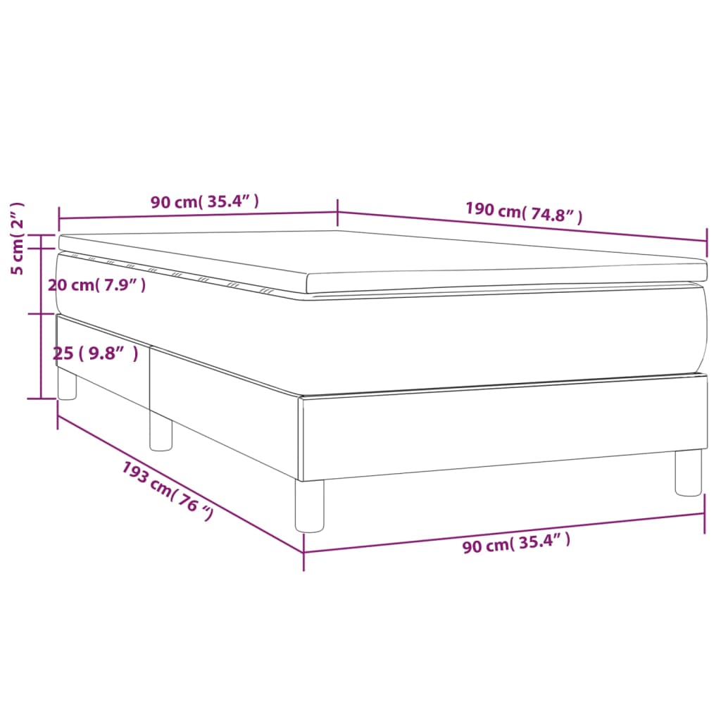 Boxspringbett mit Matratze Schwarz 90x190 cm Stoff