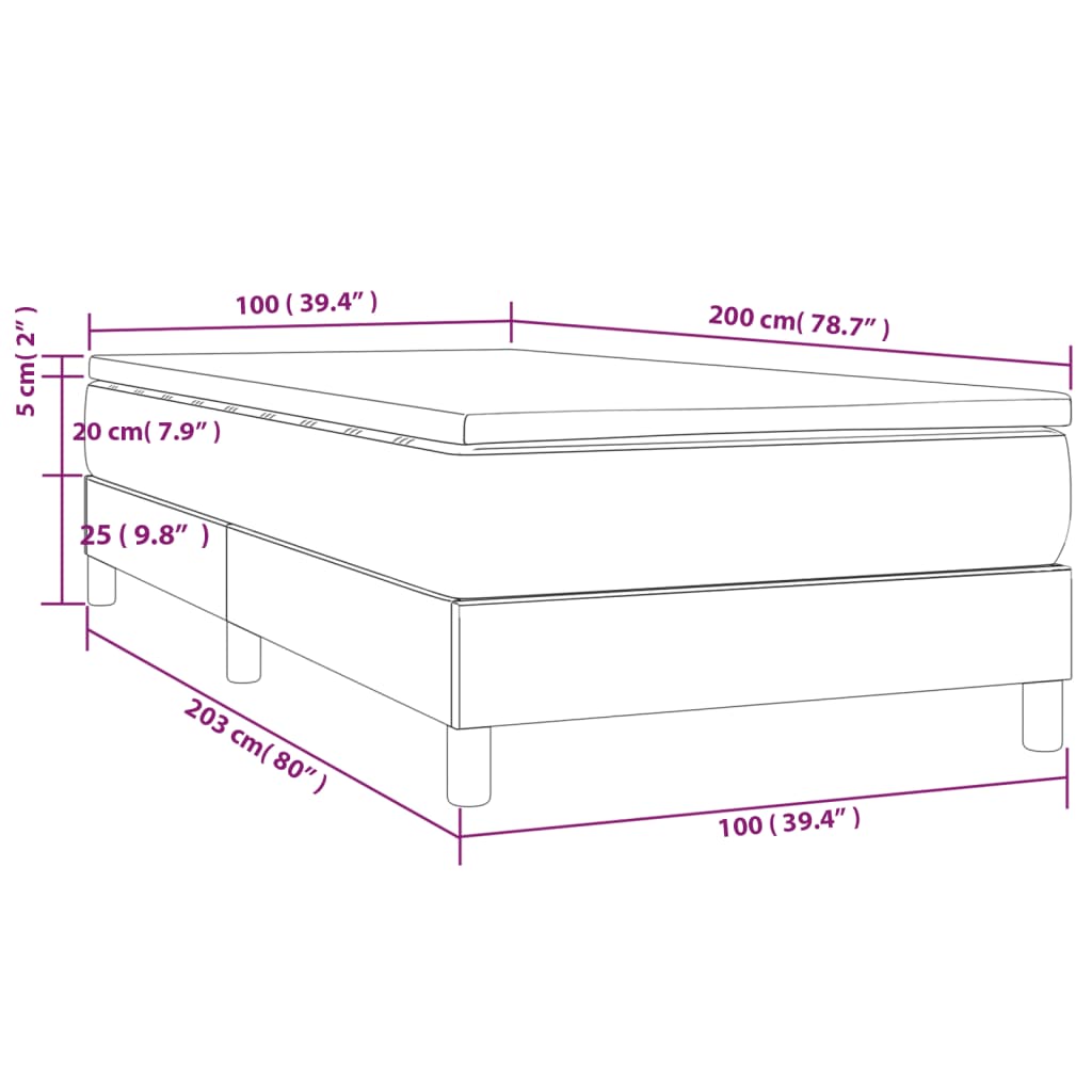 Boxspringbett mit Matratze Dunkelgrau 100x200 cm Stoff