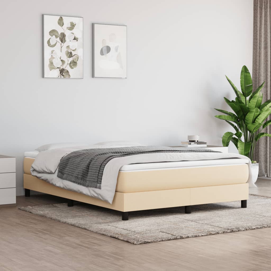 Boxspringbett mit Matratze Creme 160x200 cm Stoff