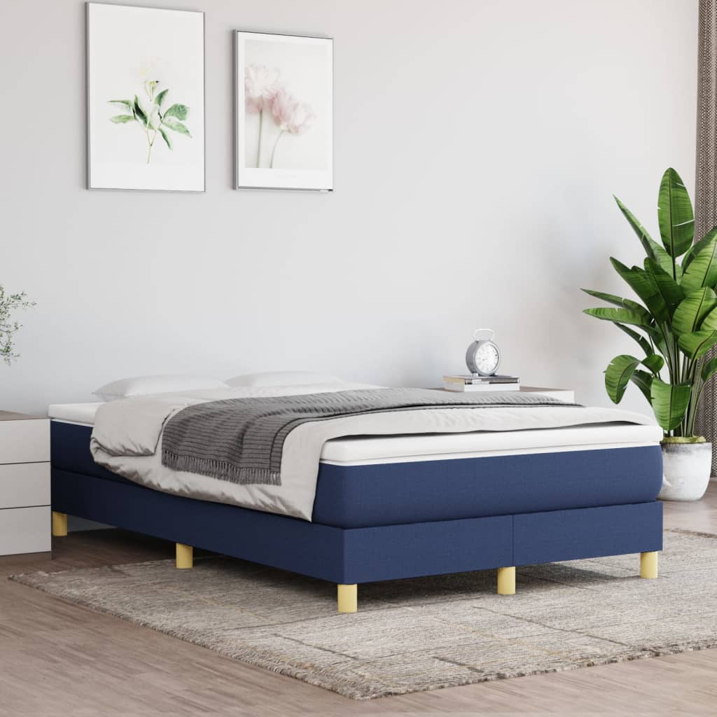 Boxspringbett mit Matratze Blau 120x200 cm Stoff