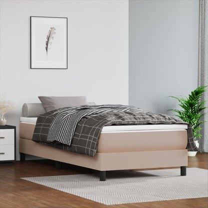 Boxspringbett mit Matratze Cappuccino-Braun 90x190cm Kunstleder