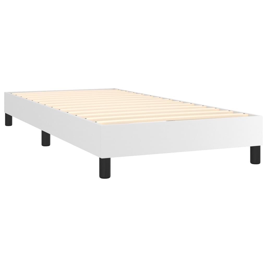 Boxspringbett mit Matratze Weiß 100x200 cm Kunstleder