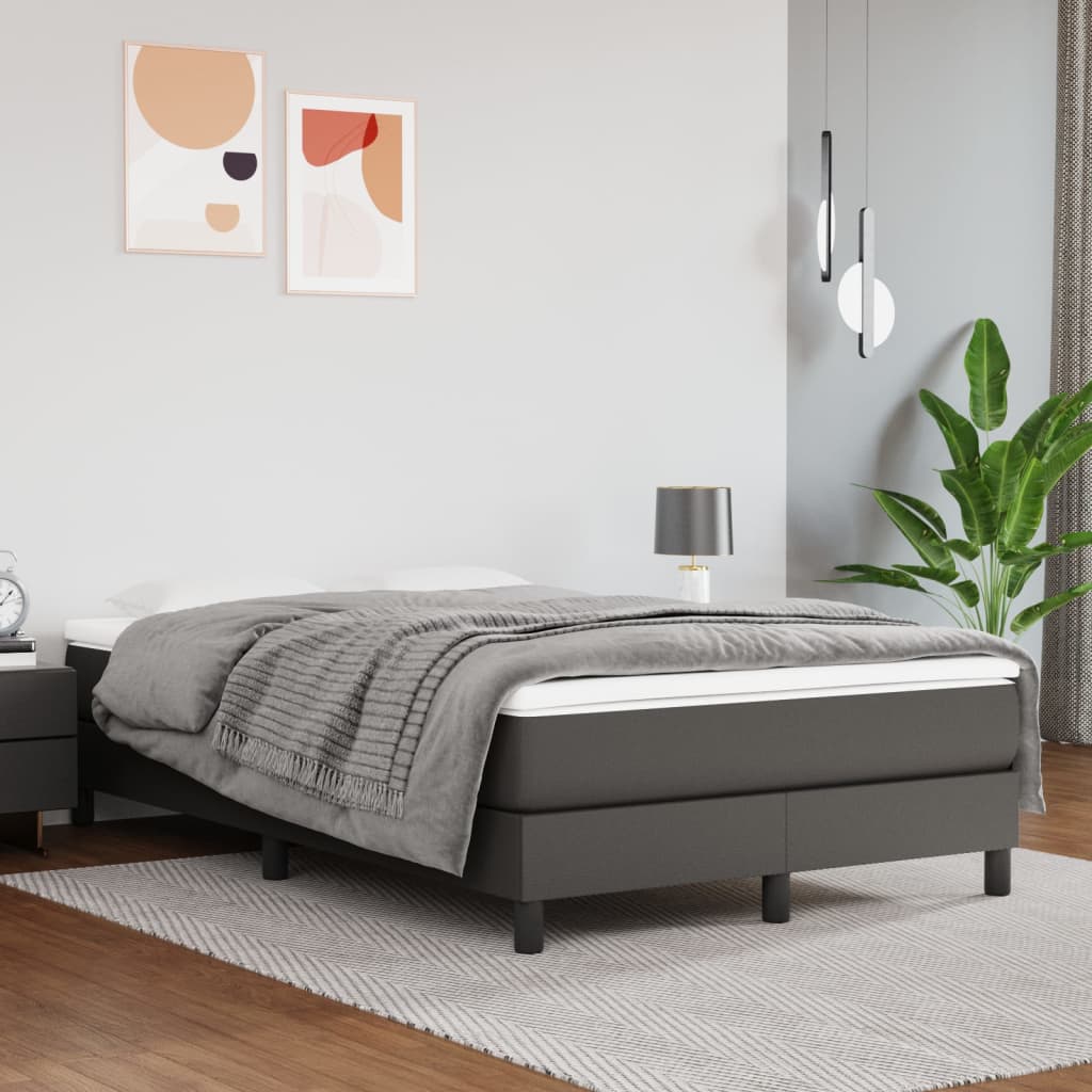 Boxspringbett mit Matratze Grau 120x200 cm Kunstleder