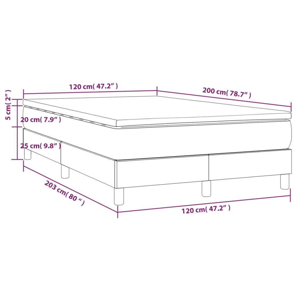 Boxspringbett Matratze Cappuccino-Braun 120x200cm Kunstleder