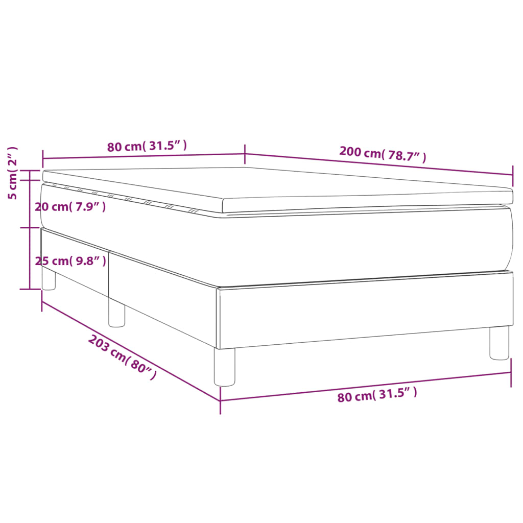 Boxspringbett mit Matratze Dunkelblau 80x200 cm Samt