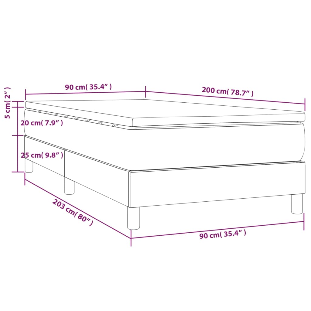 Boxspringbett mit Matratze Hellgrau 90x200 cm Samt