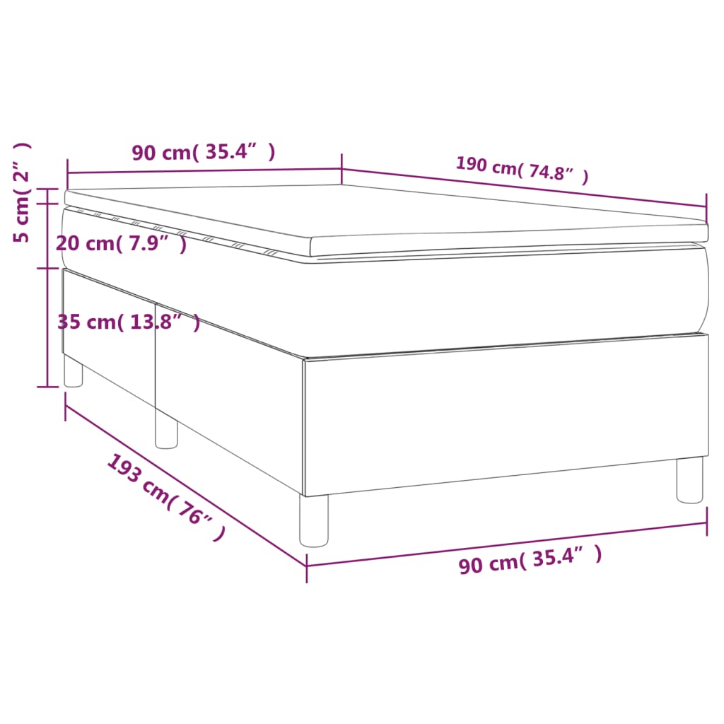 Boxspringbett mit Matratze Blau 90x190 cm Stoff