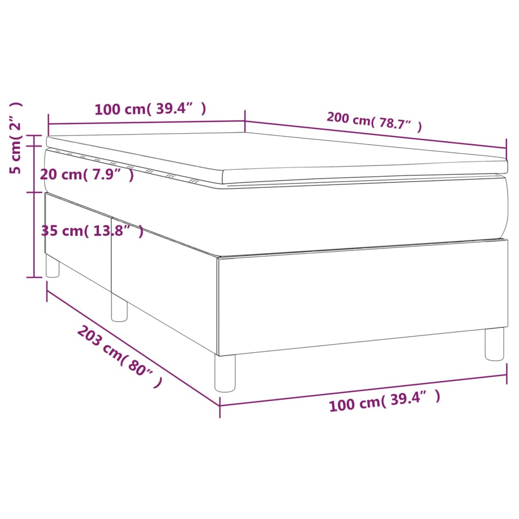 Boxspringbett mit Matratze Dunkelgrau 100x200 cm Stoff