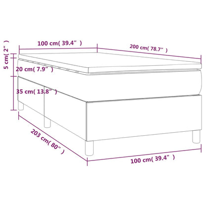 Boxspringbett mit Matratze Weiß 100x200 cm Kunstleder