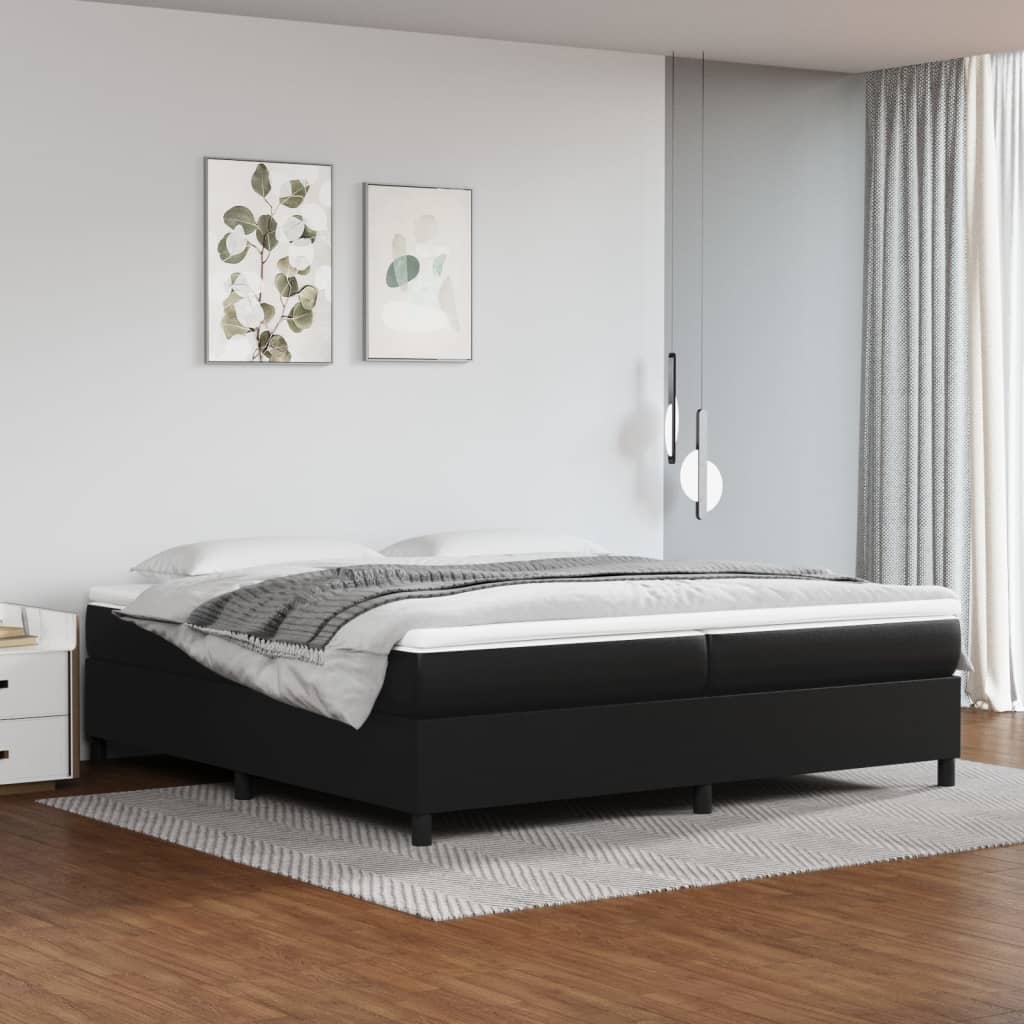 Boxspringbett mit Matratze Schwarz 200x200 cm Kunstleder