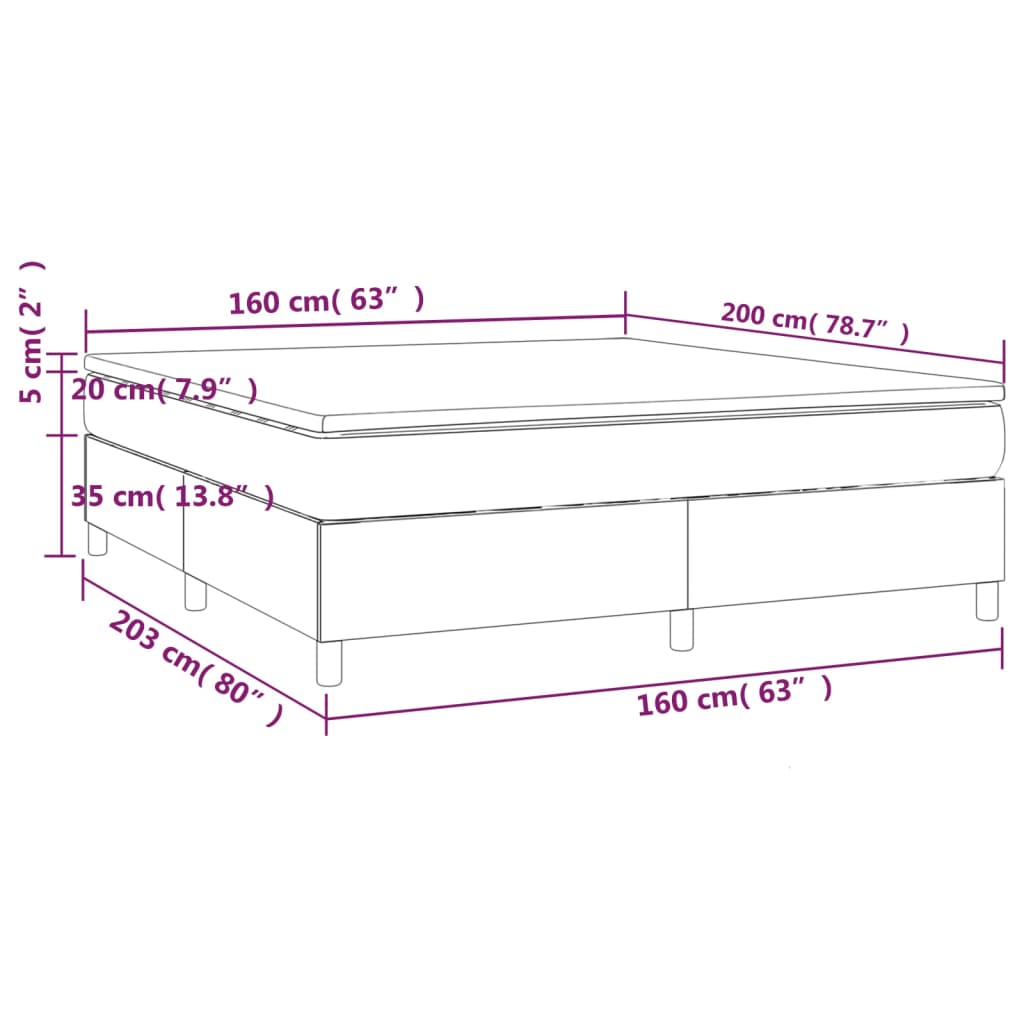 Boxspringbett mit Matratze Hellgrau 160x200 cm Samt