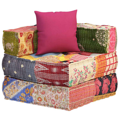 Modularer Pouf mit Kissen Patchwork Stoff