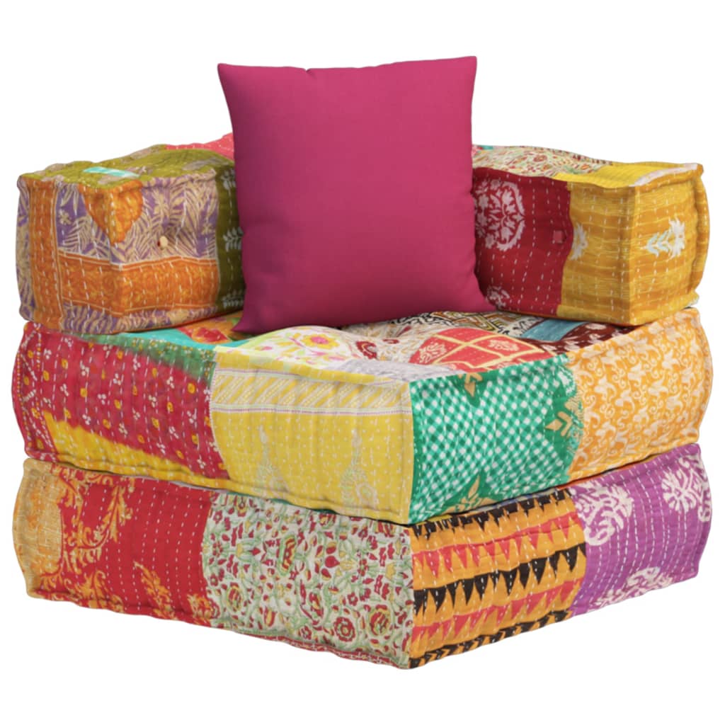 Modularer Pouf mit Kissen Patchwork Stoff