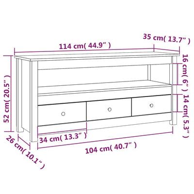 TV-Schrank 114x35x52 cm Massivholz Kiefer