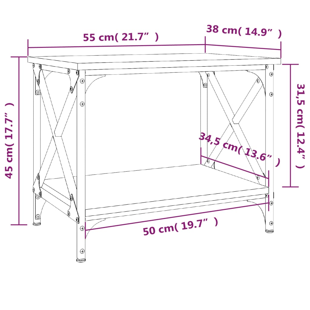 Beistelltisch Sonoma-Eiche 55x38x45 cm Holzwerkstoff