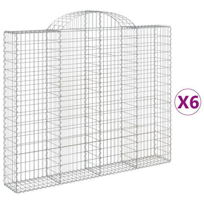 Gabionen mit Hochbogen 6 Stk. 200x30x160/180cm Verzinktes Eisen