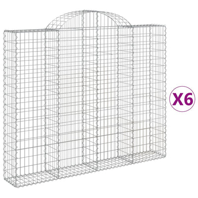 Gabionen mit Hochbogen 6 Stk. 200x30x160/180cm Verzinktes Eisen