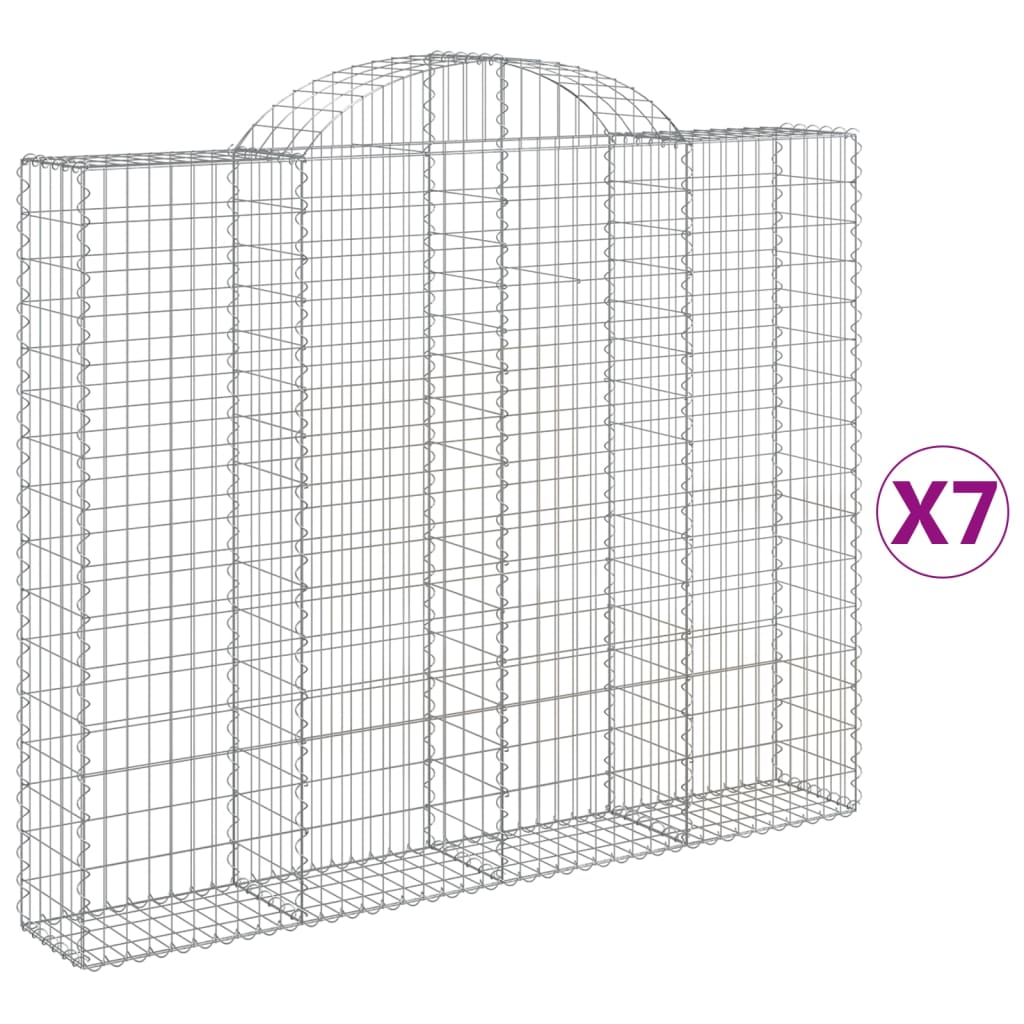 Gabionen mit Hochbogen 7 Stk. 200x30x160/180cm Verzinktes Eisen