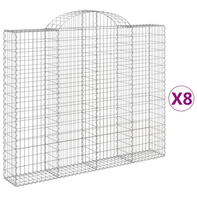 Gabionen mit Hochbogen 8 Stk. 200x30x160/180cm Verzinktes Eisen