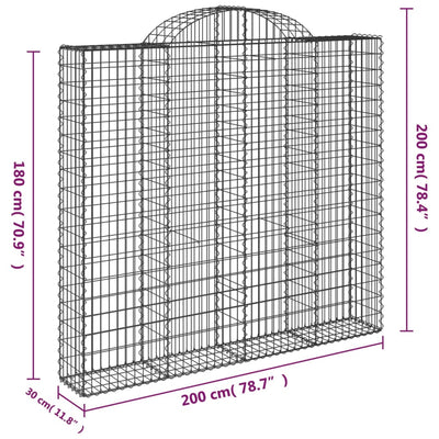 Gabionen mit Hochbogen 5 Stk. 200x30x180/200cm Verzinktes Eisen