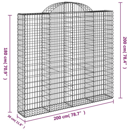 Gabionen mit Hochbogen 8 Stk. 200x30x180/200cm Verzinktes Eisen