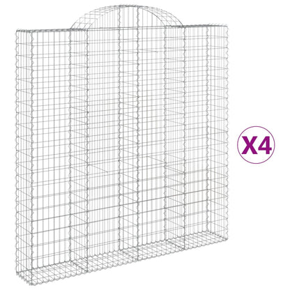 Gabionen mit Hochbogen 4 Stk. 200x30x200/220cm Verzinktes Eisen