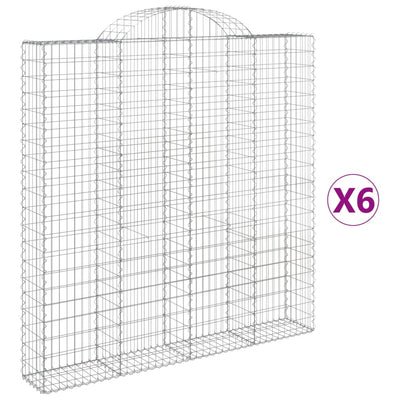 Gabionen mit Hochbogen 6 Stk. 200x30x200/220cm Verzinktes Eisen