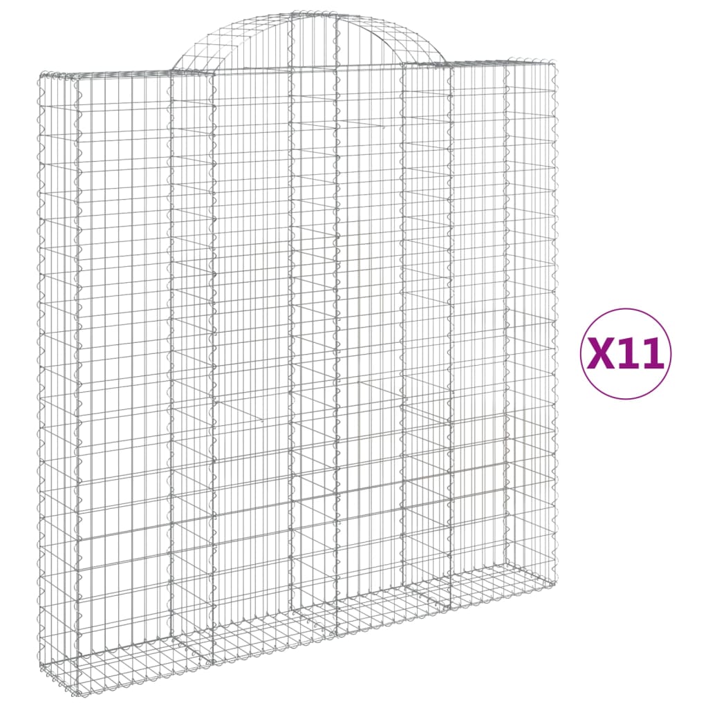 Gabionen mit Hochbogen 11 Stk 200x30x200/220cm Verzinktes Eisen