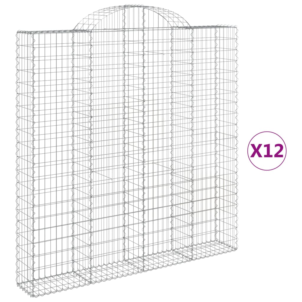 Gabionen mit Hochbogen 12 Stk 200x30x200/220cm Verzinktes Eisen