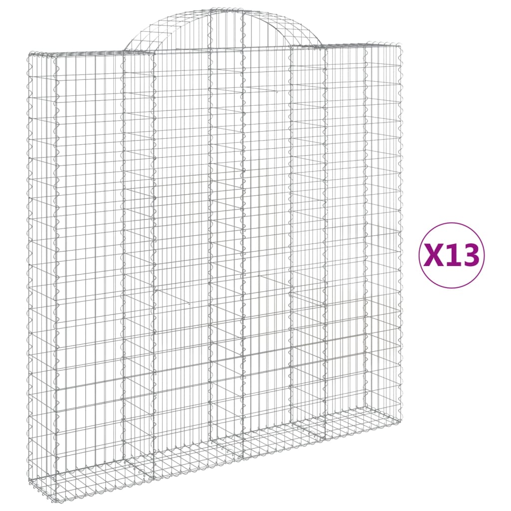 Gabionen mit Hochbogen 13 Stk 200x30x200/220cm Verzinktes Eisen