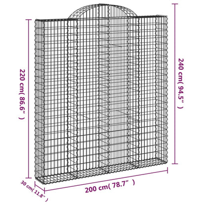 Gabionen mit Hochbogen 8 Stk. 200x30x220/240cm Verzinktes Eisen