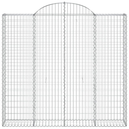 Gabionen mit Hochbogen 15Stk. 200x50x180/200cm Verzinktes Eisen