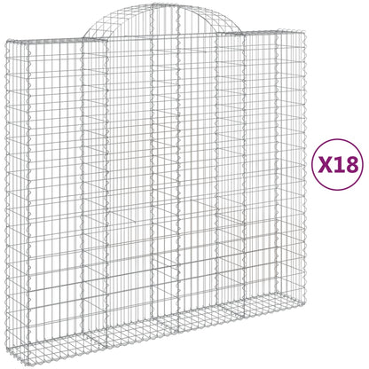 Gabionen mit Hochbogen 18Stk. 200x50x180/200cm Verzinktes Eisen