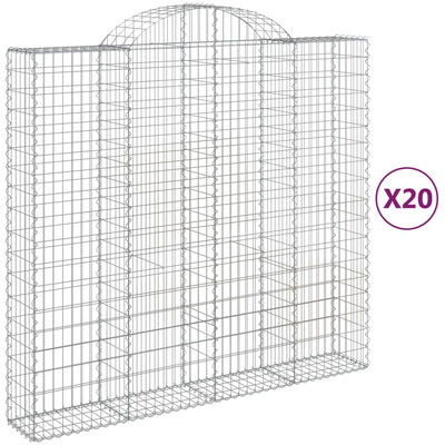 Gabionen mit Hochbogen 20Stk. 200x50x180/200cm Verzinktes Eisen