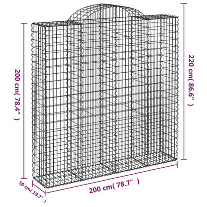 Gabionen mit Hochbogen 11Stk. 200x50x200/220cm Verzinktes Eisen